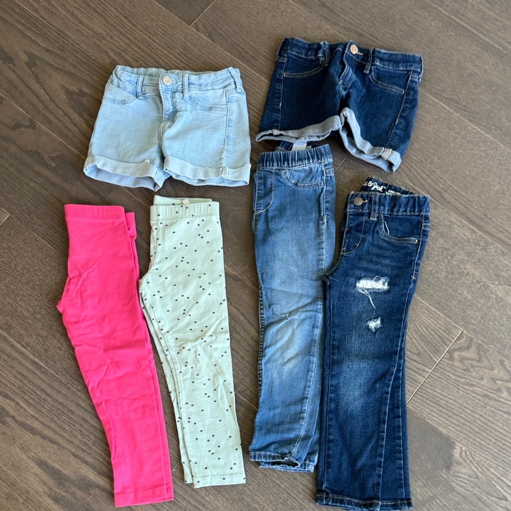 Kids Pink Leggings and Denim Bottoms Set